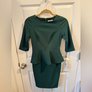 NWT! Calvin Klein Green Peplum Dress